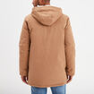 Parka mi-longue doublée à capuche taupe homme