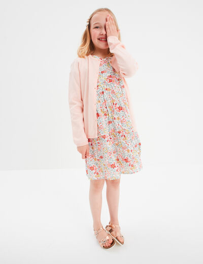Gilet boutonné rose fille