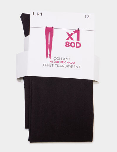 Collant polaire effet transparent 80D noir femme