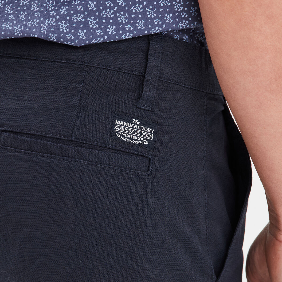Pantalon chino slim stretch bleu marine homme