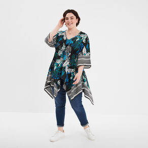 Tunique droite asymétrique noir femme grande taille