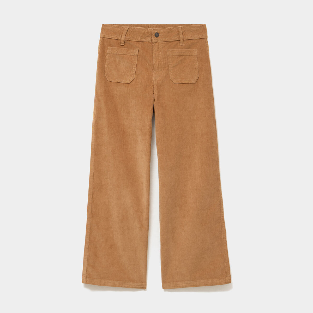 Pantalon effet velours flare cropped beige femme
