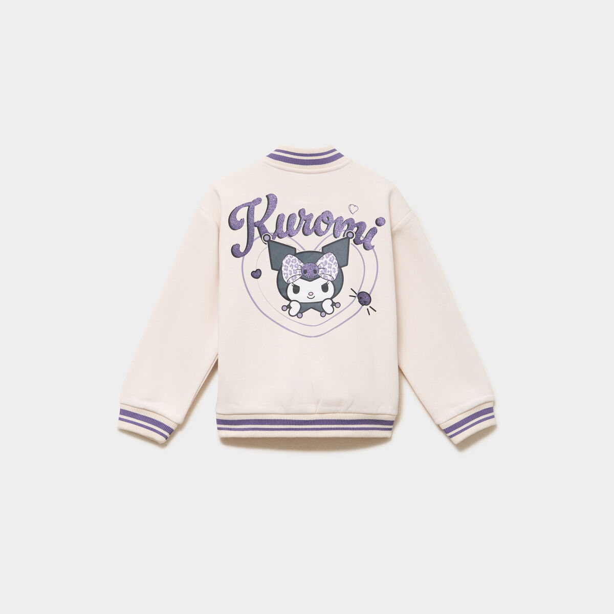 Gilet boutonn&eacute; col teddy Kuromi beige fille