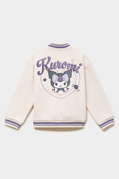 Gilet boutonn&eacute; col teddy Kuromi beige fille
