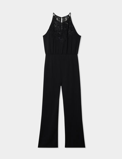 Combinaison pantalon avec dentelle noir femme