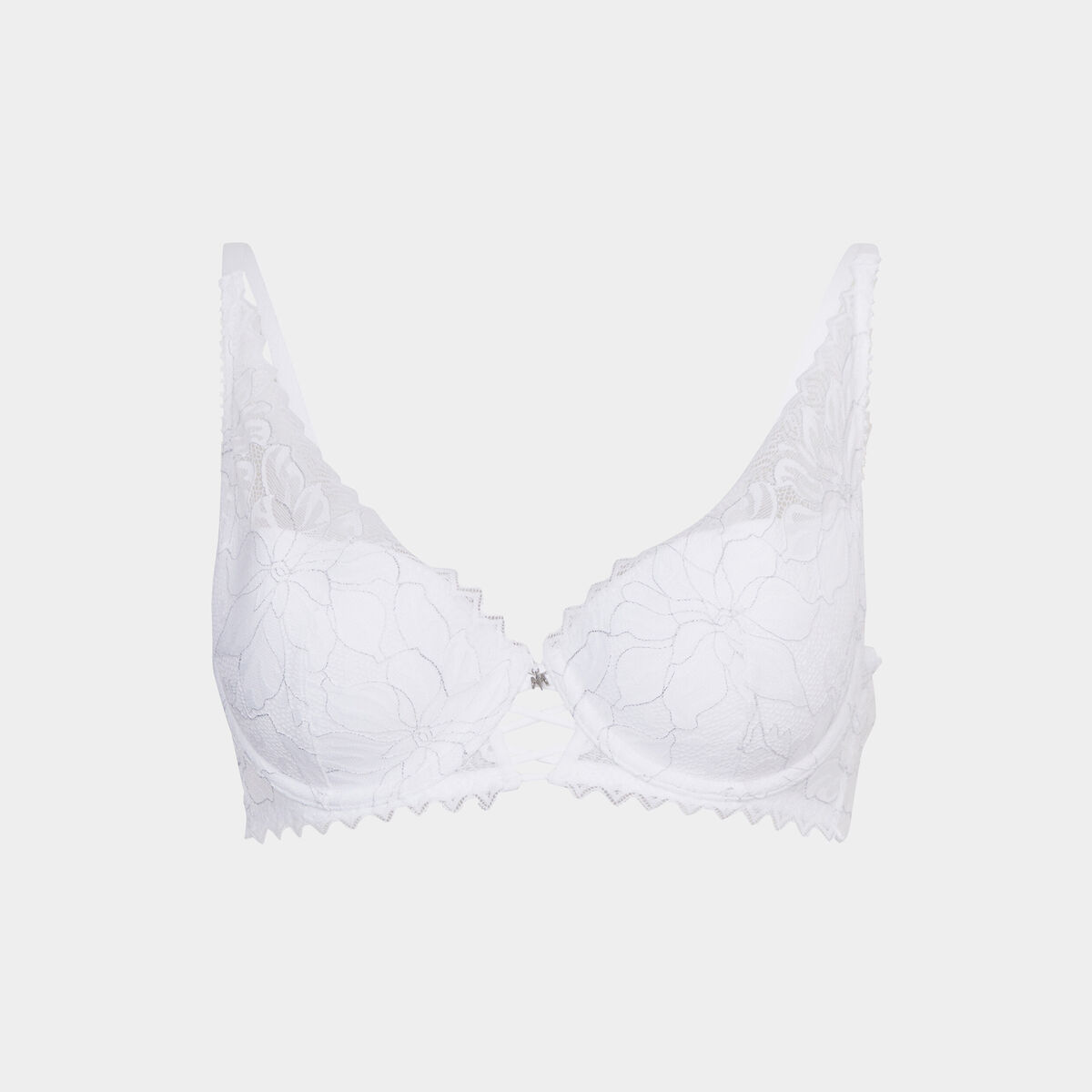 Soutien-gorge foulard padd&eacute; dentelle blanc femme