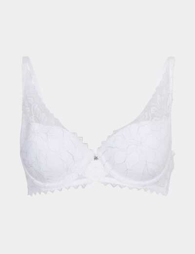 Soutien-gorge foulard padd&eacute; dentelle blanc femme