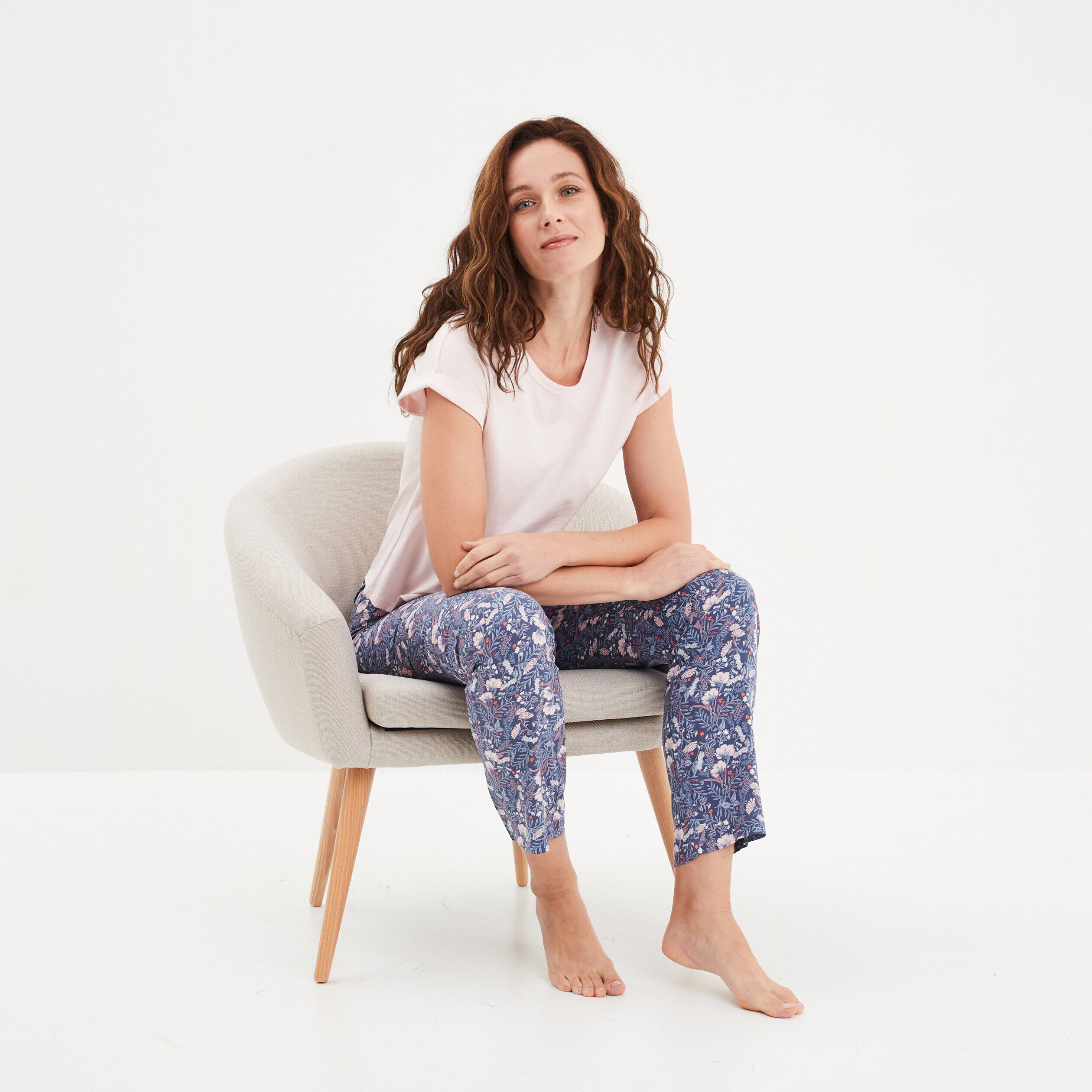 Ensemble pyjama 2 pièces fluide bleu femme LH