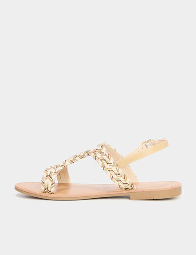 Sandales plates brides tressées multicolore femme