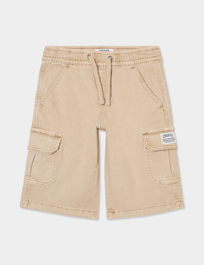 Bermuda cargo coton beige garçon