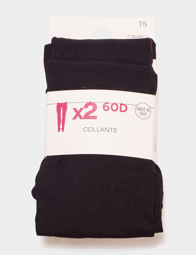 Lot 2 collants 60D noir femme grande taille