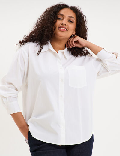 Chemise oversize manches longues coton blanc femme grande taille