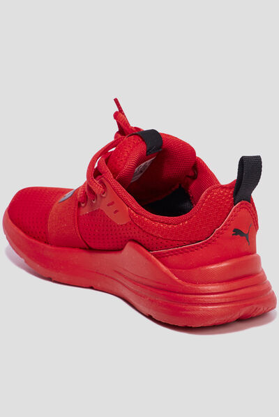Baskets running à lacets Puma Wired Run rouge garçon