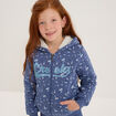 Gilet doubl&eacute; &agrave; capuche bleu gris fille