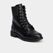 Boots &agrave; lacets et talons noir femme