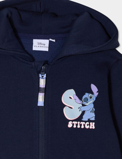 Sweat zippé à capuche Stitch bleu marine fille