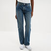 Jeans droit 5 poches coton denim dirty femme