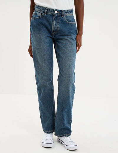 Jeans droit 5 poches coton denim dirty femme