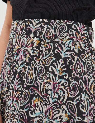 Jupe longue évasée voile doublé noir femme