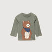 T-shirt &eacute;paule boutonn&eacute;e coton vert kaki b&eacute;b&eacute; gar&ccedil;on