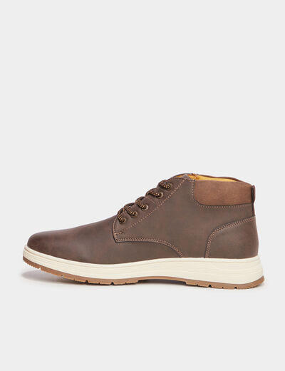 Baskets montantes &agrave; lacets marron homme