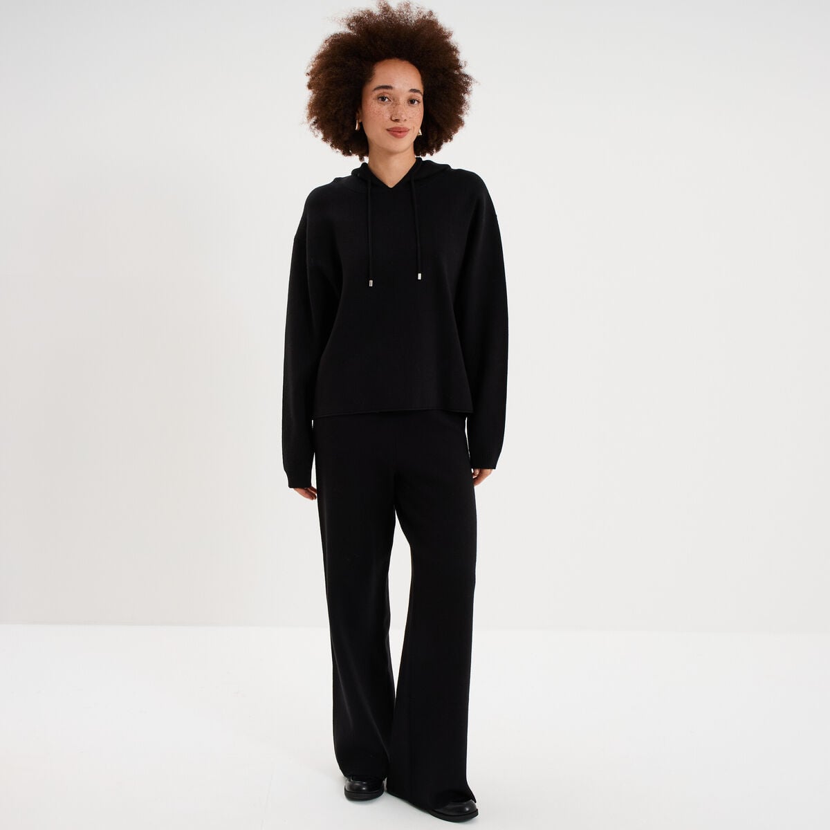 Sweat &agrave; capuche hoodie oversize noir femme