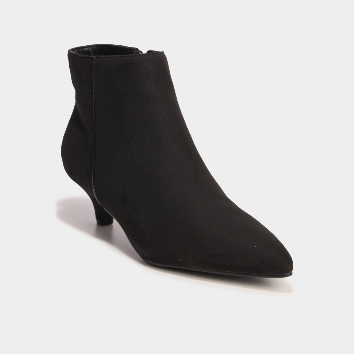 Boots effet su&eacute;dine kitten heels 2 cm noir femme