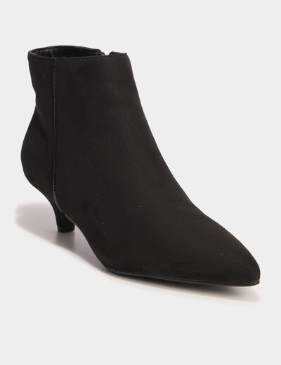 Boots effet su&eacute;dine kitten heels 2 cm noir femme