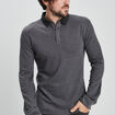 Polo coton manches longues gris foncé homme