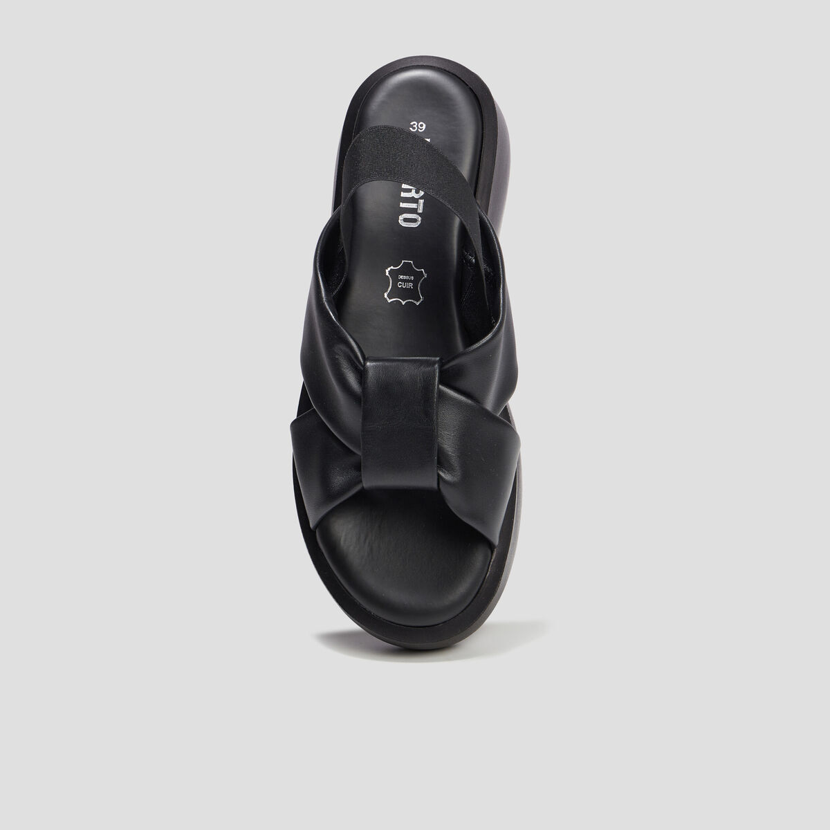 Sandales compensées plis Liberto noir femme