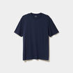 T-shirt col rond coupe relax coton &eacute;pais bleu marine homme