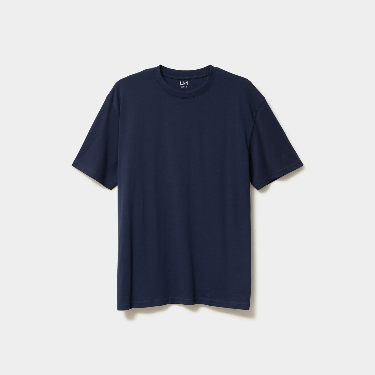 T-shirt col rond coupe relax coton &eacute;pais bleu marine homme