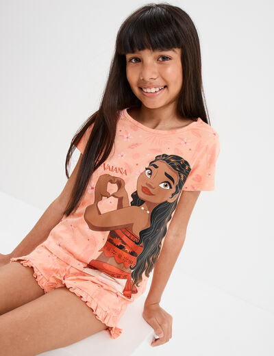 Ensemble pyjama short coton Vaiana rose saumon fille