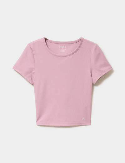T-shirt de sport court ajust&eacute; mauve femme