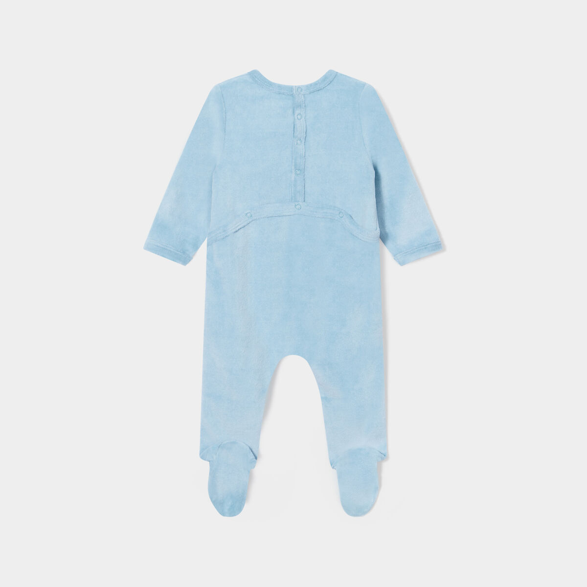 Dors-bien velours manches longues bleu gris bébé garçon