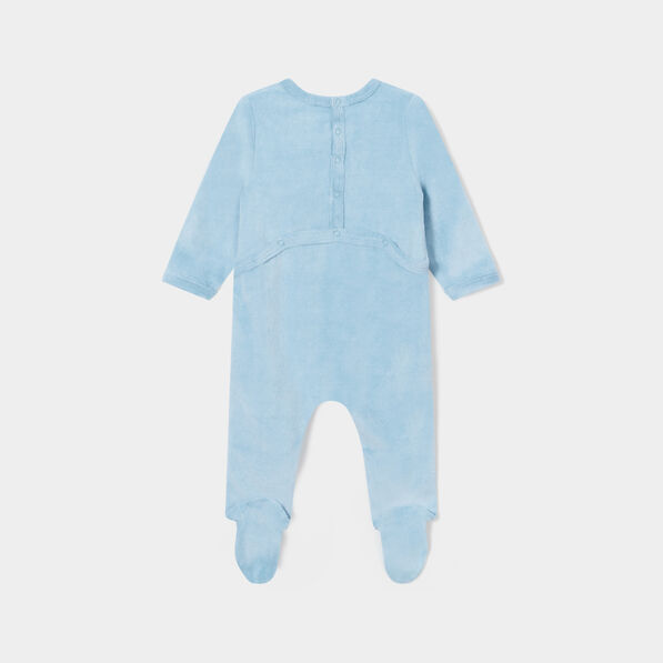 Dors-bien velours manches longues bleu gris bébé garçon