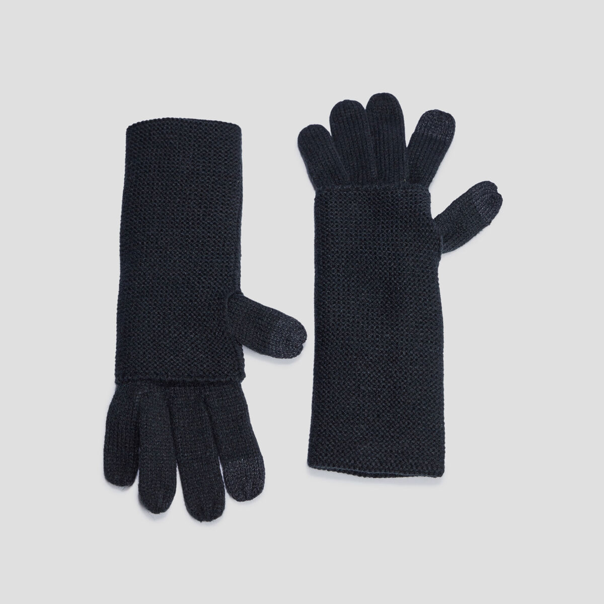 Gants 2-en-1 longs tactiles noir femme