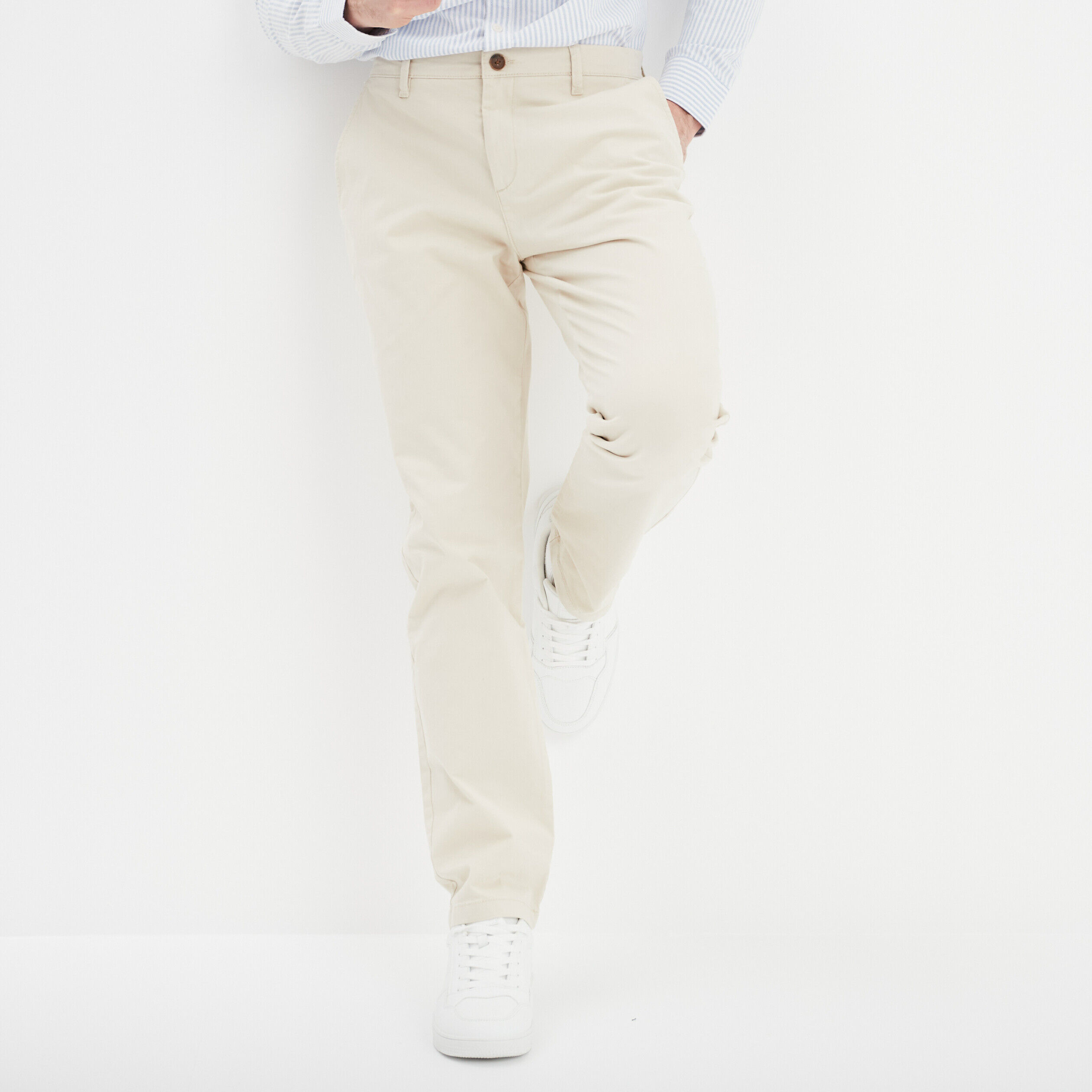 Pantalon chino droit stretch beige homme LH