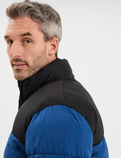 Doudoune d&eacute;perlante &agrave; capuche amovible bleu marine homme