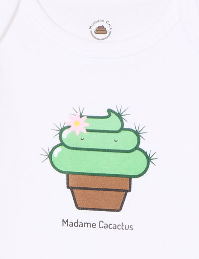Body US coton Monsieur Caca x La Halle blanc bébé fille