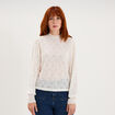 Blouse dentelle col montant blanc femme
