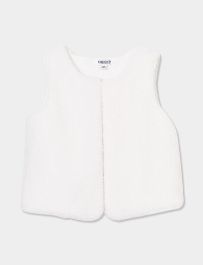 Veste coton fausse laine mouton ivoire fille
