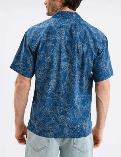 Chemise en coton manches courtes bleu pétrole homme