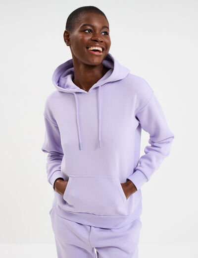 Sweat hoodie molleton &agrave; capuche parme femme