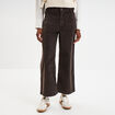 Pantalon effet velours flare 7/8&egrave;me marron fonc&eacute; femme