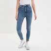 Jeans skinny taille haute cropped denim stone femme