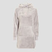 Poncho plaid droit à capuche gris clair femme