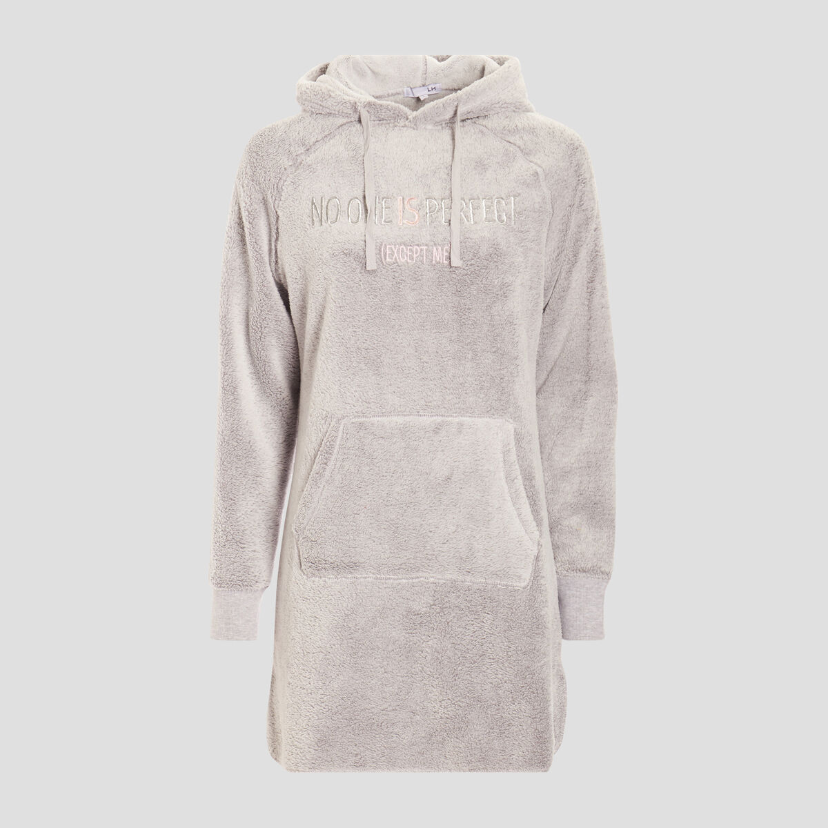 Poncho plaid droit à capuche gris clair femme