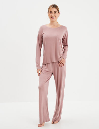 Ensemble pyjama pantalon 2 pièces mauve femme