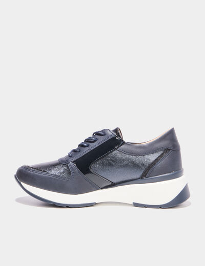 Baskets running zipp&eacute;es bleu marine femme